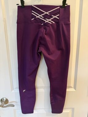 Fabletics Purple High-Waist Leggings with Crisscross Back Detail
